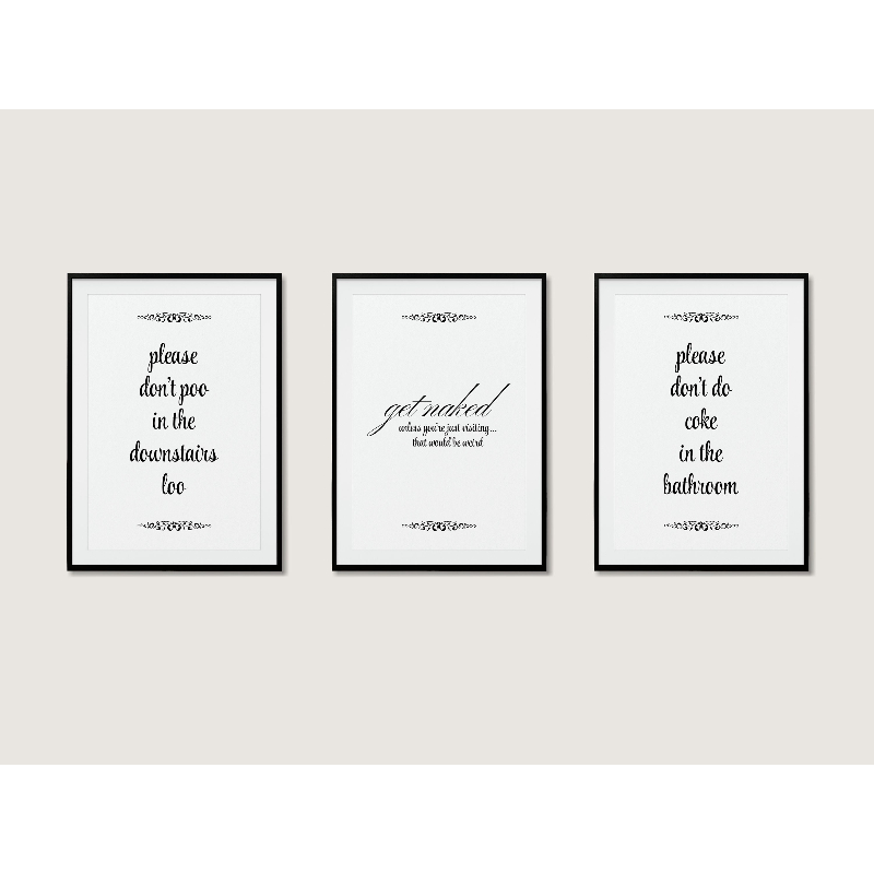 Home Bathroom Quotes - 3 buah Poster Seni Kamar Mandi