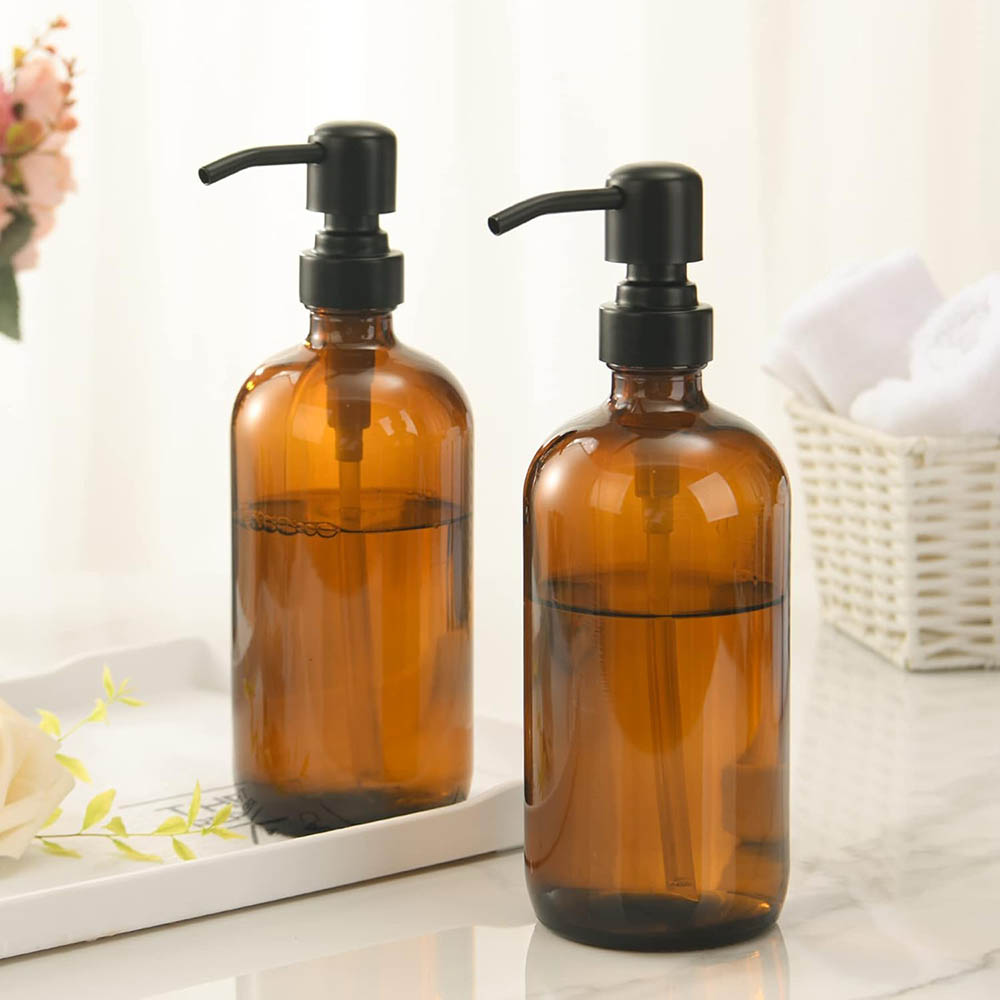 Home Bathroom Soap Dispenser - Dispenser Sabun Kaca Amber dengan Pompa