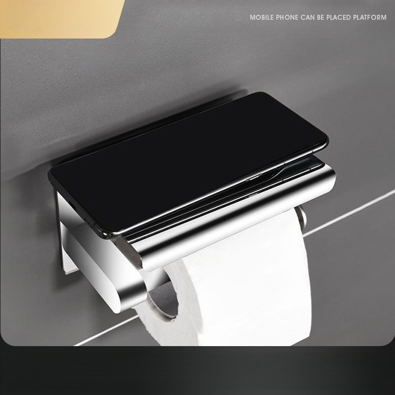 Home Bathroom Paper Towel Holder - Tempat Tisu Stainless Steel Tanpa Bor