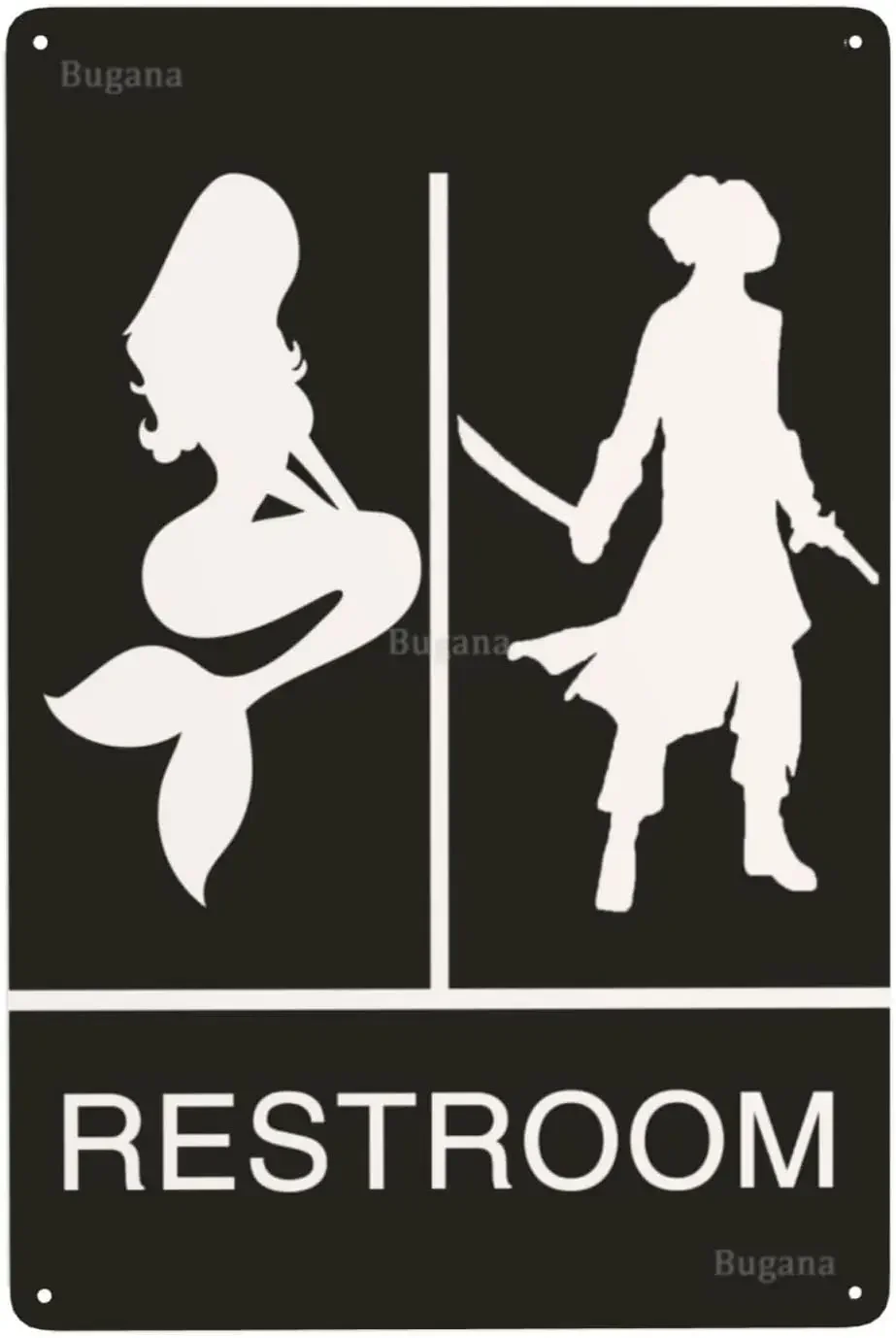 Home Bathroom Door - Papan Logam Vintage Bertema Putri Duyung