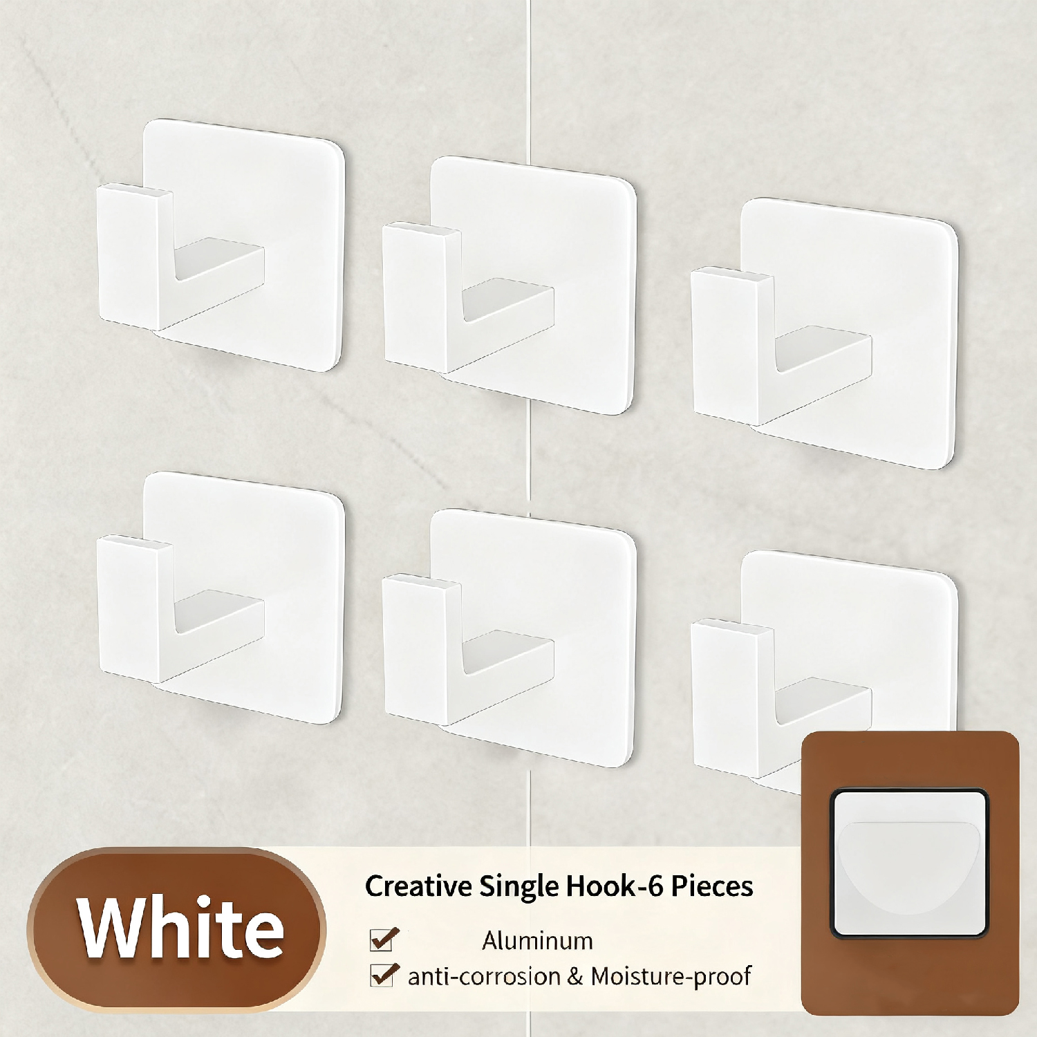 Robe Hook Adhesive - 1 Buah/5 Buah/6 Buah Kait Handuk