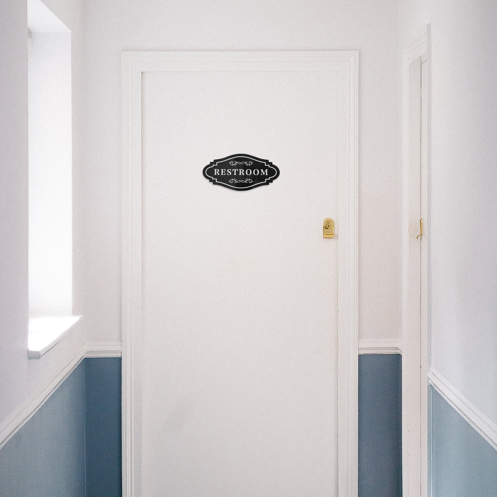 Home Bathroom Door - 4Pcs Stiker Vinyl Toilet Hitam Tahan