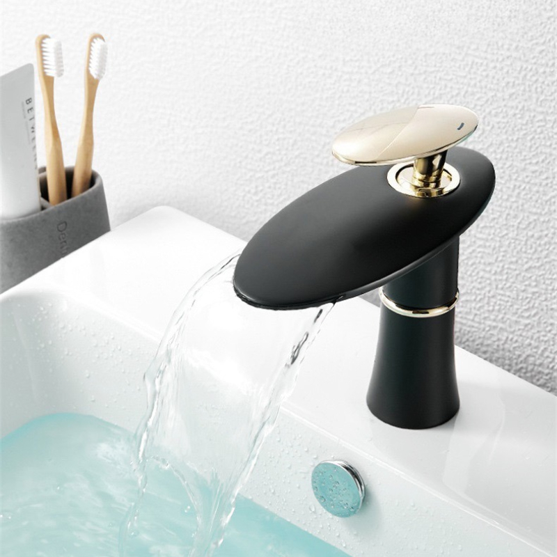 Home Hardware Bathroom Faucets - Keran Air Terjun Putih/Hitam Emas, Keran