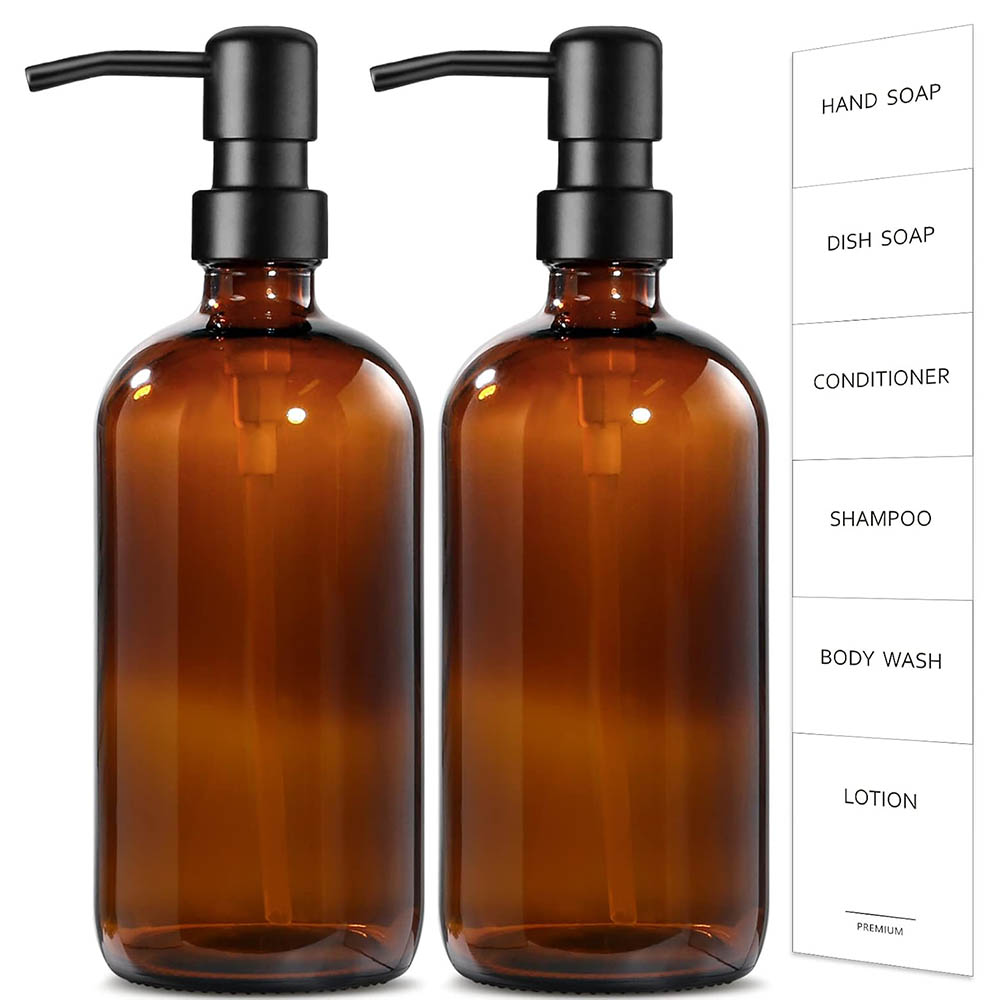 Home Bathroom Soap Dispenser - Dispenser Sabun Kaca Amber, 2 Paket