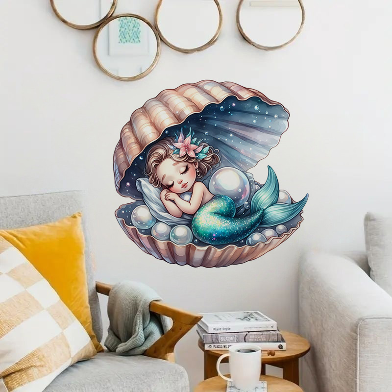 Home Bathroom Wall Tiles - Stiker putri duyung cantik, stiker dinding