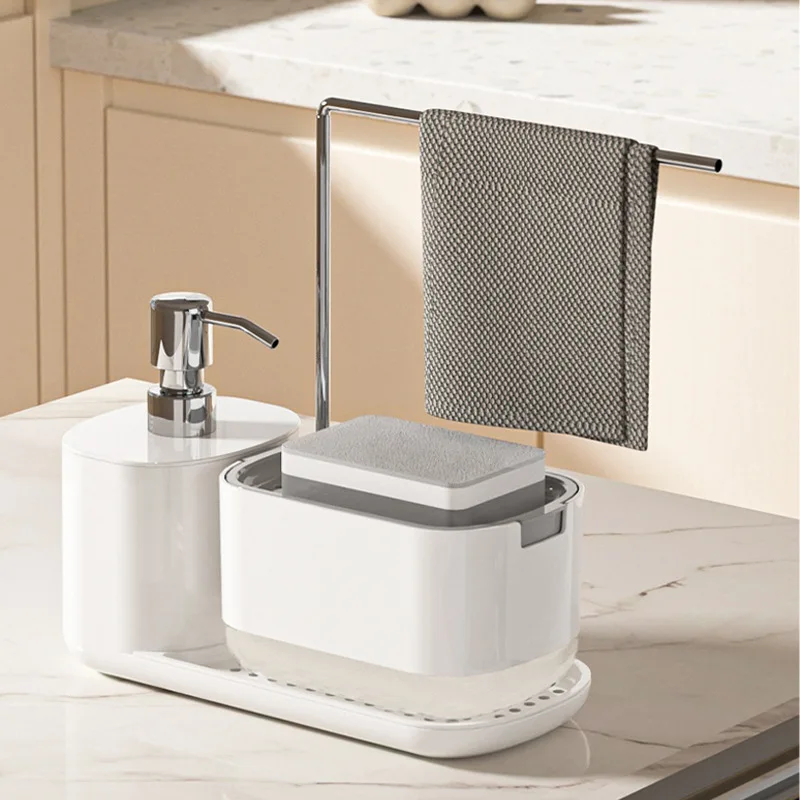 Home Bathroom Soap Dispenser - Dispenser sabun dengan dudukan spons pembersih,