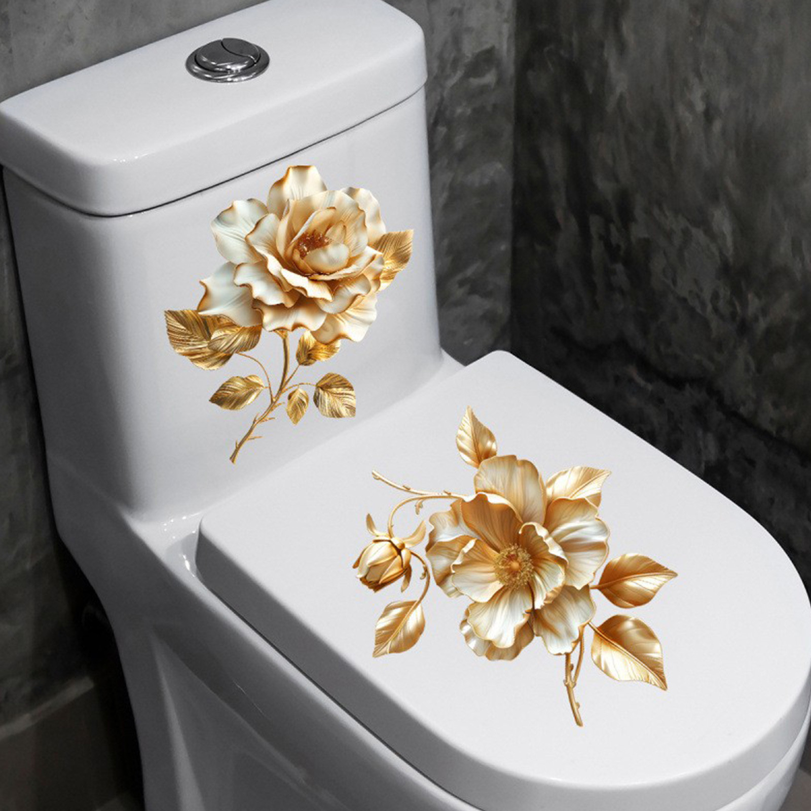 Home Of The Year Bathroom - 2 Buah Stiker Toilet Bermotif Bunga