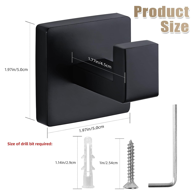 Gantungan Handuk Hitam Doff Ba - Robe Hook Adhesive ulasan dan harga