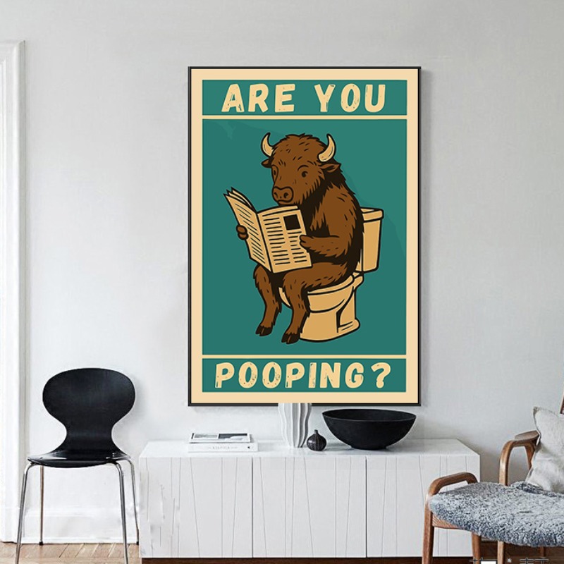 Poster Toilet Hewan Lucu Kartu - Home Bathroom Quotes ulasan dan harga
