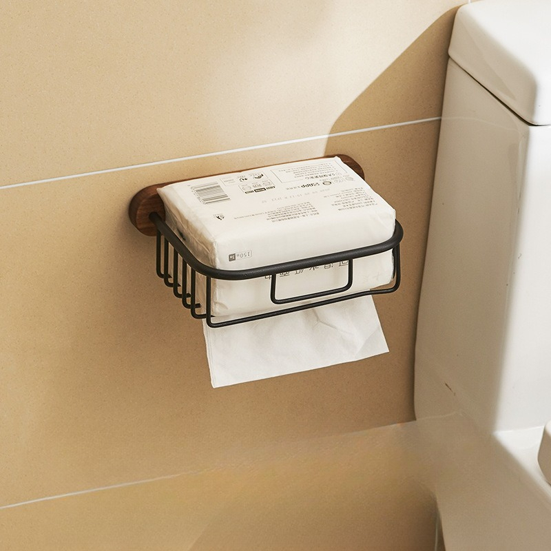 Tempat Tisu Kayu Solid Tanpa B - Home Bathroom Paper Towel Holder ulasan dan harga