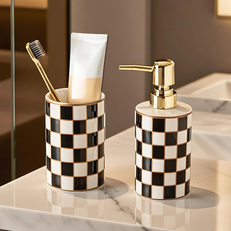 Botol Lotion Keramik Silinder  - Home Bathroom Soap Dispenser ulasan dan harga