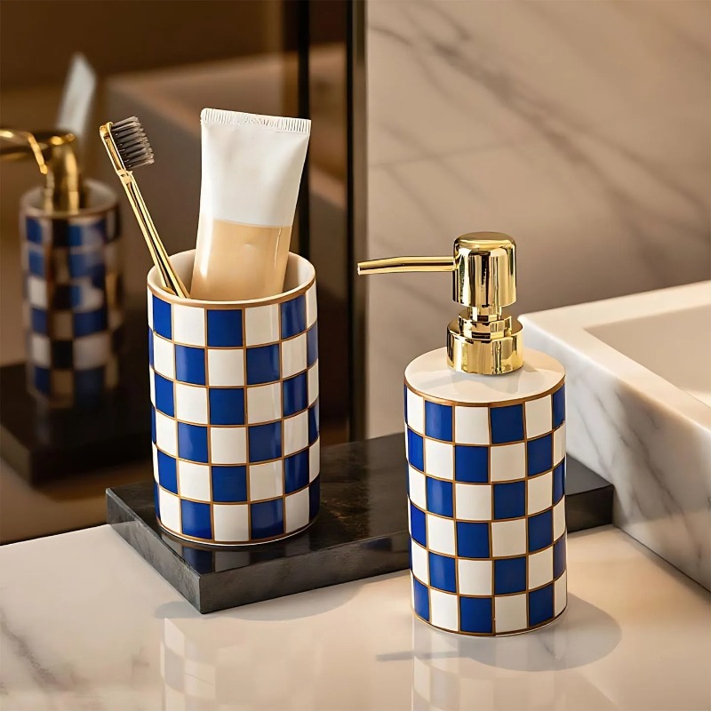 Botol Lotion Keramik Silinder  - Home Bathroom Soap Dispenser ulasan dan harga