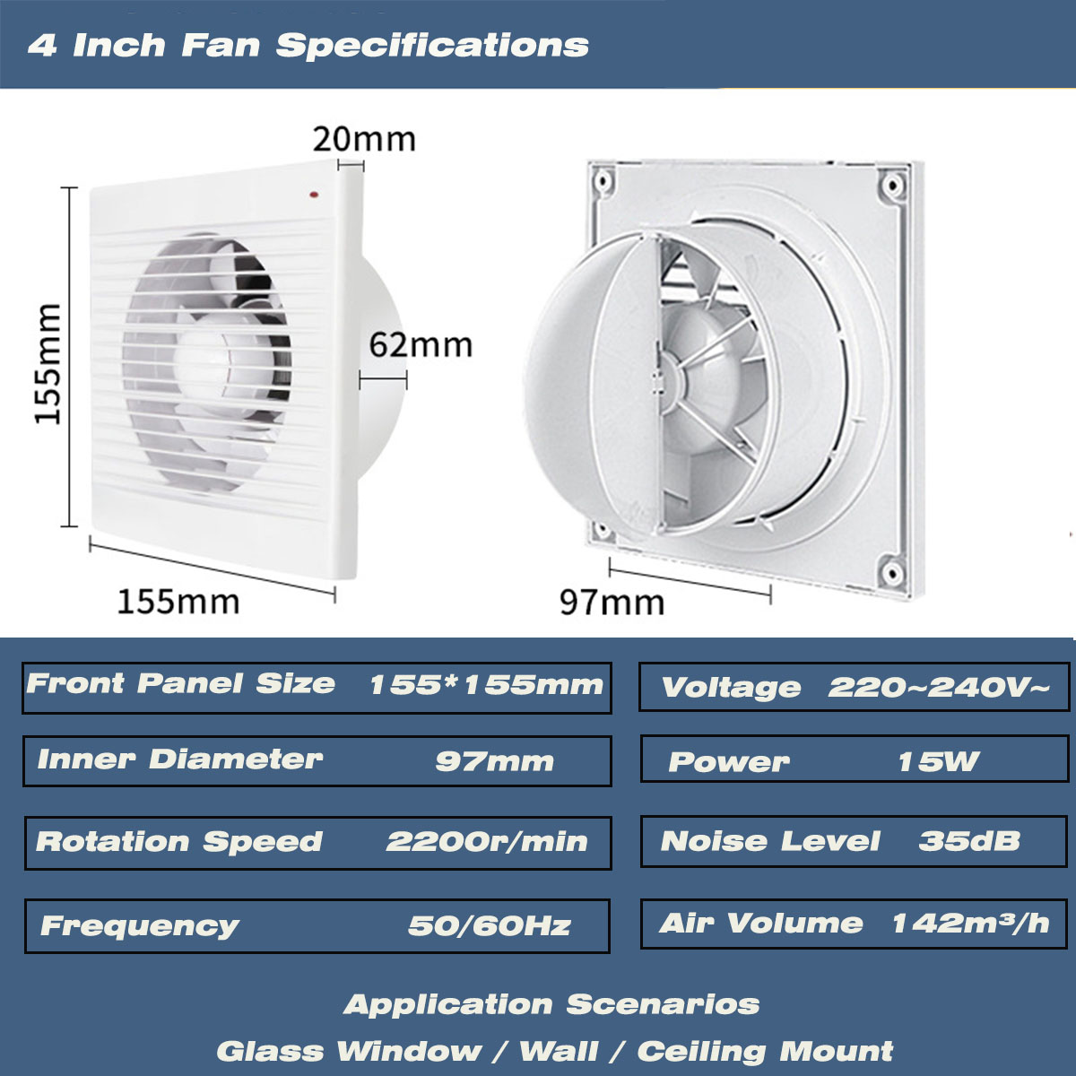 Kipas Exhaust 4 Inch Senyap un - Home Bathroom Ventilation ulasan dan harga