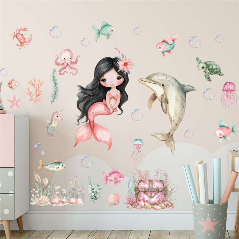Stiker dinding putri duyung mo - Home Bathroom Wall Tiles ulasan dan harga