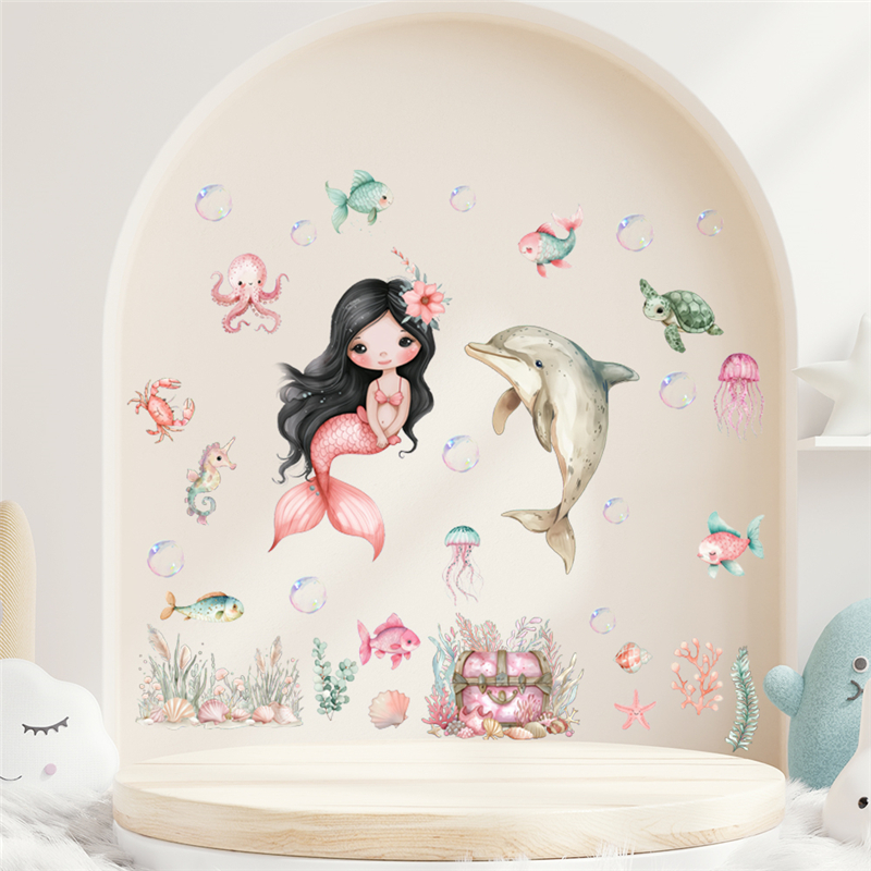 Stiker dinding putri duyung mo - Home Bathroom Wall Tiles ulasan dan harga
