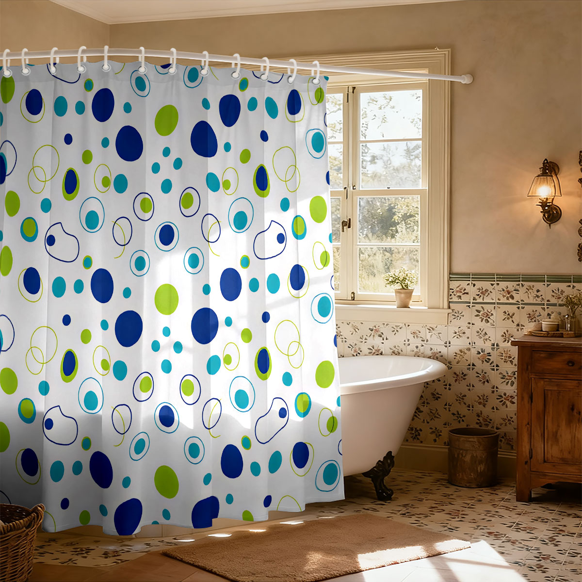 1 Buah Tirai Mandi Cetak Warna - Home Bathroom Partition ulasan dan harga