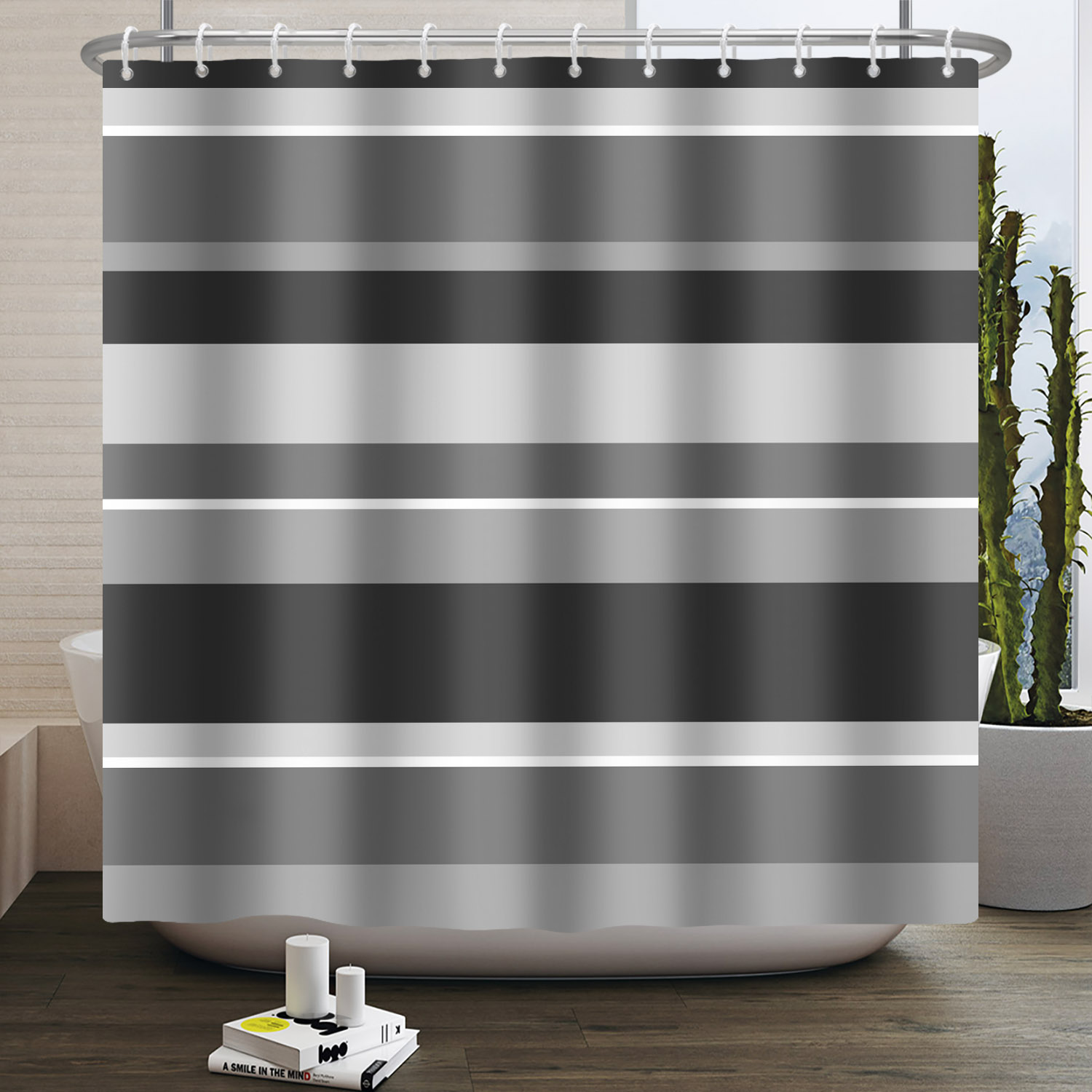 Tirai Mandi Pola Garis Sederha - Home Bathroom Partition ulasan dan harga