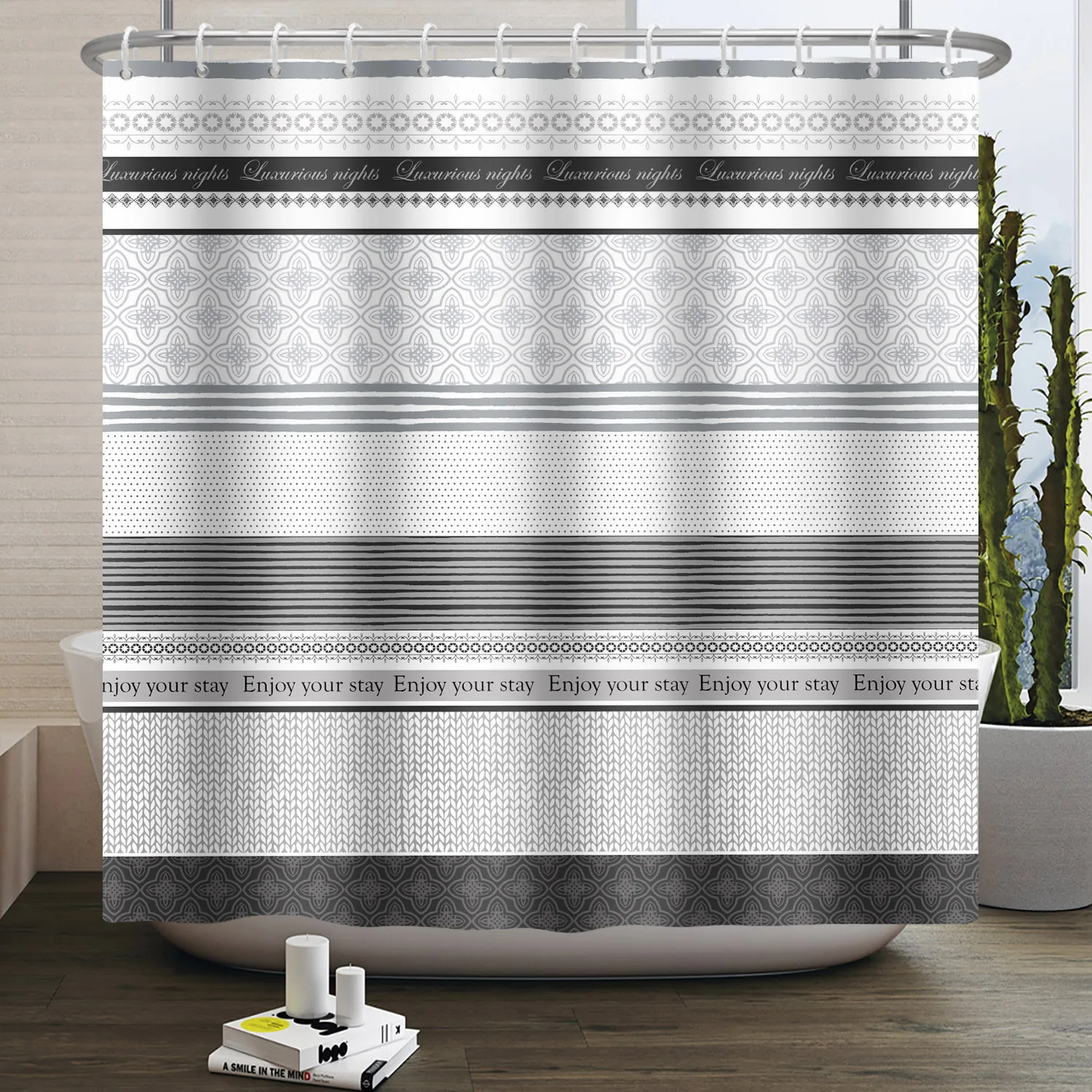 Tirai Mandi Pola Garis Sederha - Home Bathroom Partition ulasan dan harga